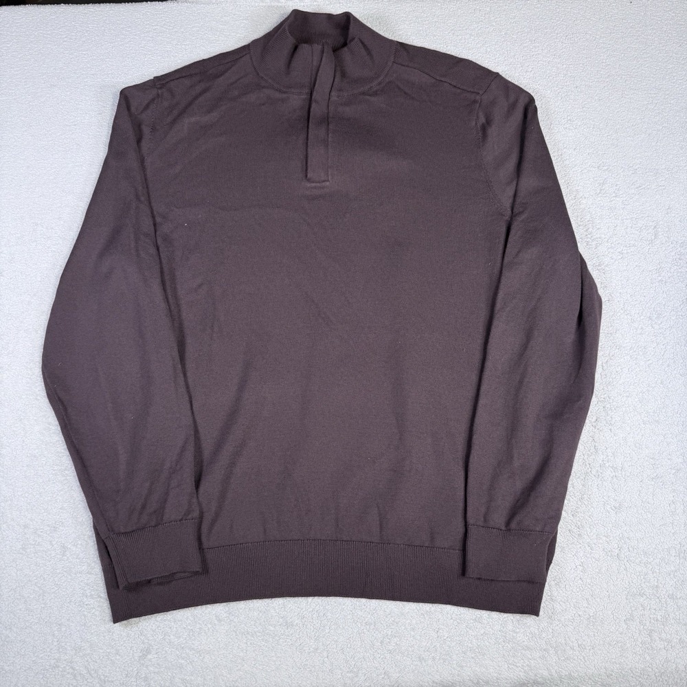 Hugo Boss Sondrio 1/4 Zip Sweater Mens XXL Brown Pullover Pockets Preppy Casual